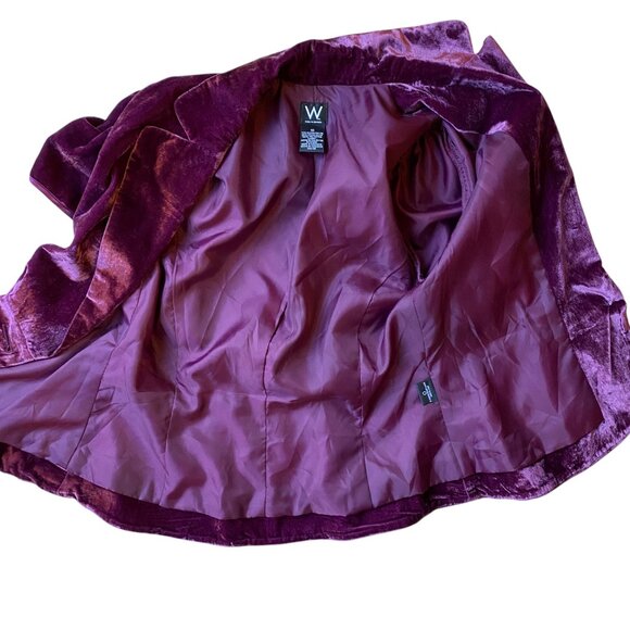 Work to Weekend Velvet Puff Short Sleeve Blazer Purple Dark Fairy Grunge 80s-10 - Picture 12 of 15